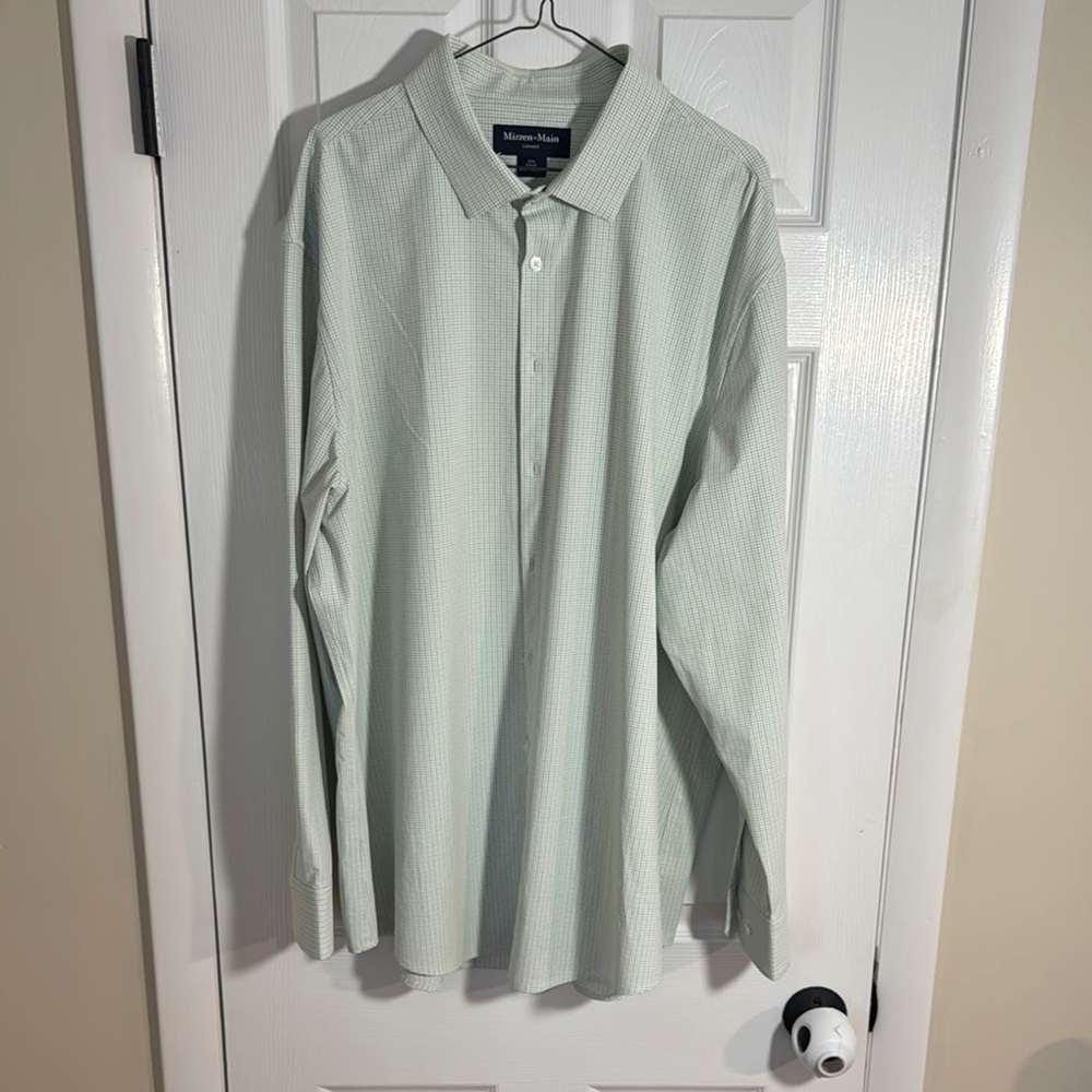 Mizzen+Main Mint Green Checkered Men's Shirt XXL Classic Fit EUC
